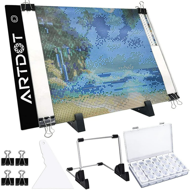 ARTDOT A4 LED Light Board for Diamond Painting Kits, USB Powered Light Pad  for Diamond Art, Adjustable Brightness with Detachable Stand and Clips