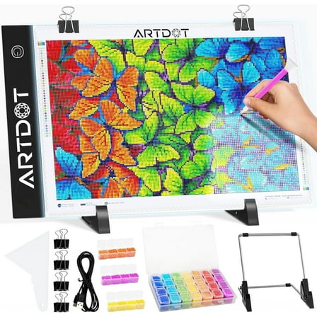 ARTDOT A4 Diamond Painting Light Pad USB Powered Adjustable Brightness with Diamond Art Accessories and Tools for Drawing Tracing