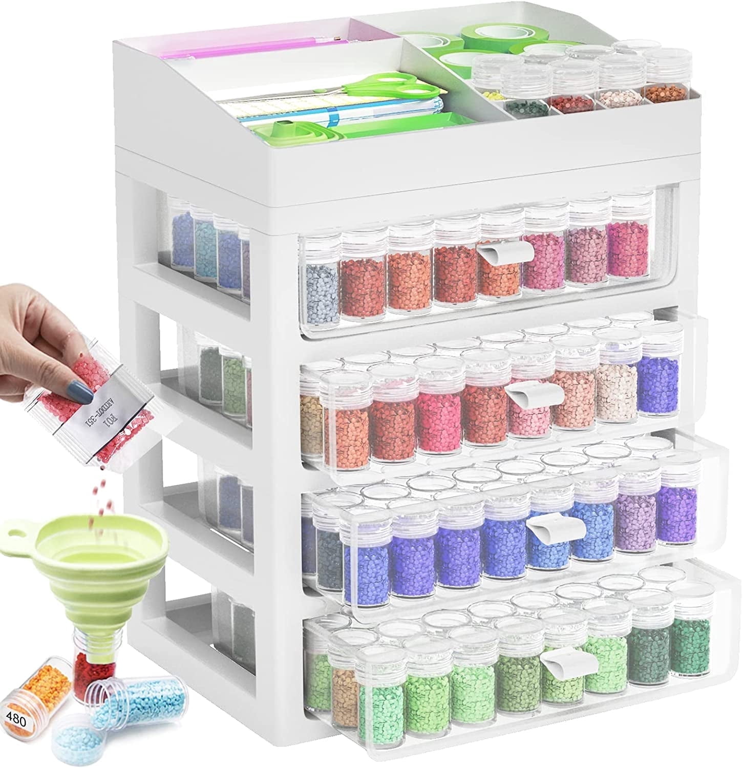 ARTDOT 192 Jar Diamond Painting Drill Storage Organizer, Stackable Bead Containers with Lids for Craft Supplies