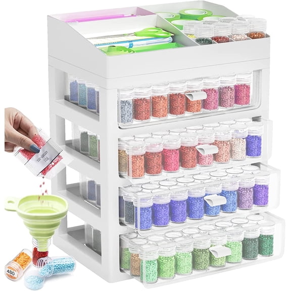 ARTDOT 192 Jar Diamond Painting Drill Storage Organizer, Stackable Bead Containers with Lids for Craft Supplies