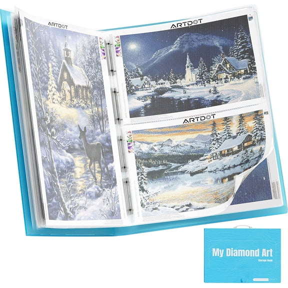 ARTDOT Diamond Art Portfolio Folder, A1 Storage Book with 13 Pockets and 26 View Protectors for Diamond Painting Kits (34x25.4 Inches)