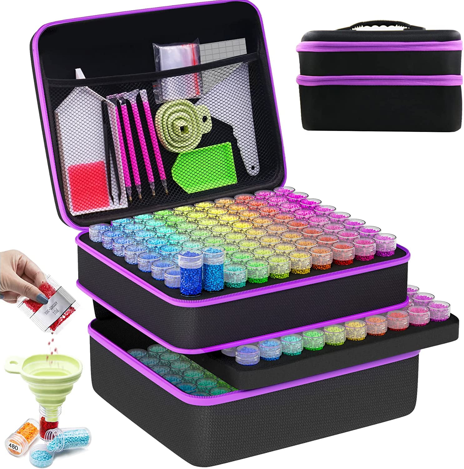 ARTDOT Diamond Painting Storage Boxes, 240 Slots Bead Storage with 5D  Diamond Art Accessories and Tools Kit