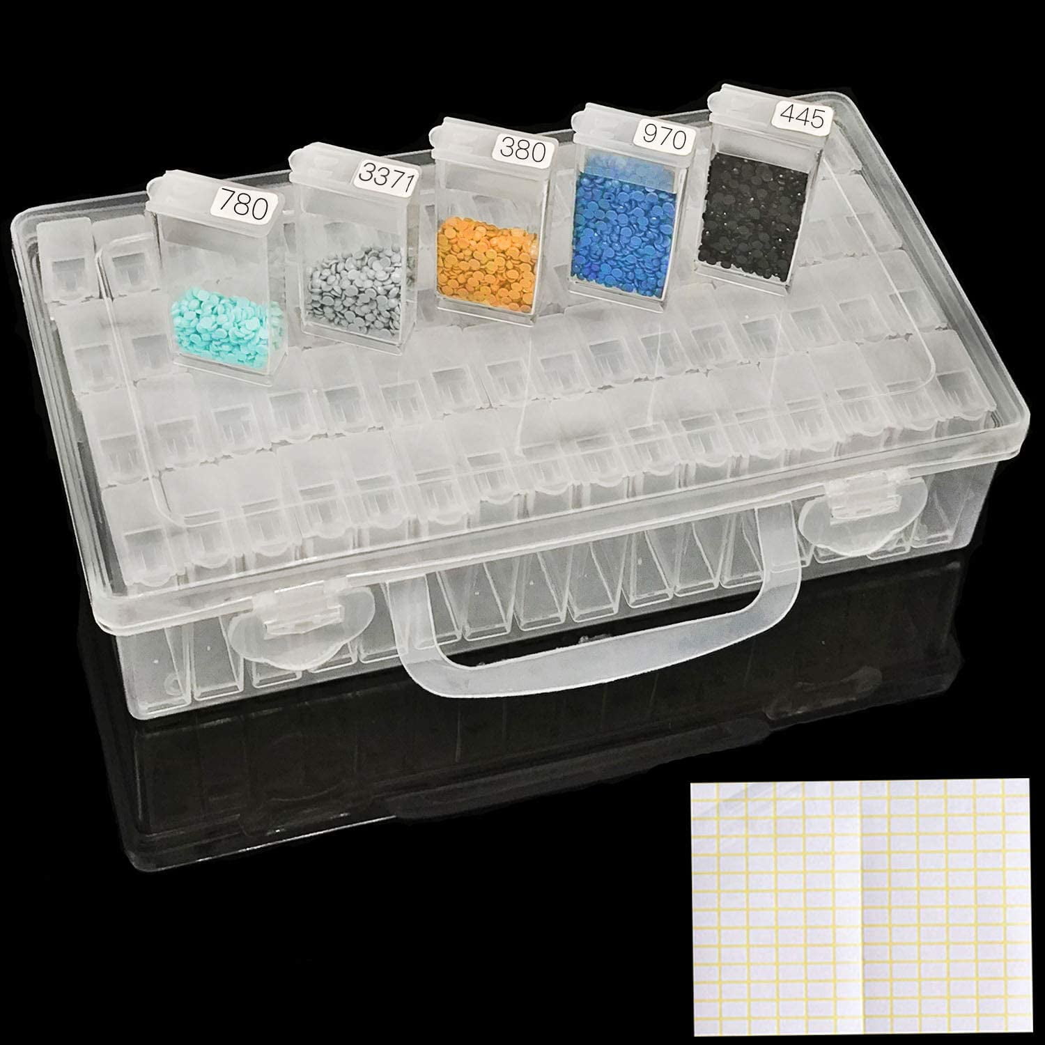 ARTDOT Diamond Painting Storage Containers, 60 Slots Diamond Art Accessories and Tools for 5D Diamond Painting Kits Organizer, Size: Medium(60 Jars)