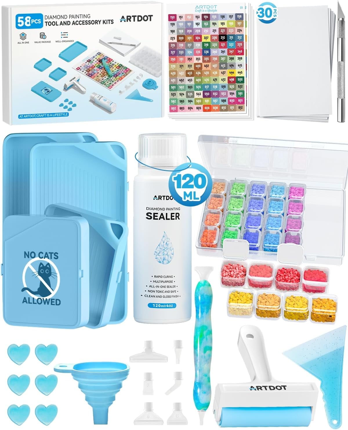 ARTDOT Diamond Painting Tools Set With Bead Organizer Pen Tray Glue Artdot diamond painting tools set with bead organizer pen tray glue