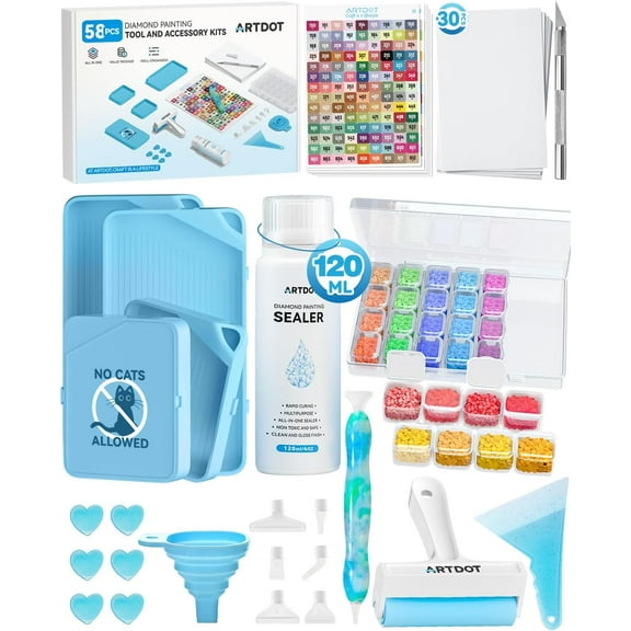 ARTDOT Diamond Painting Tools Set with Bead Organizer Pen Tray Glue Kits Diamond Art Supplies for Beginners for Adults