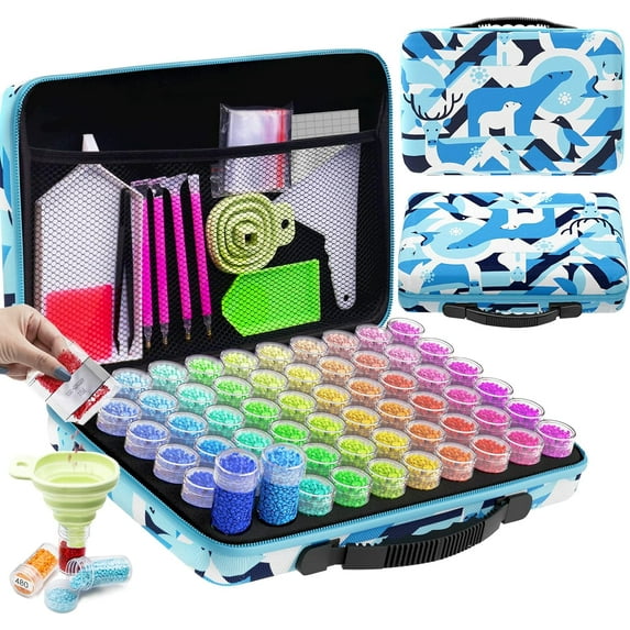ARTDOT Diamond Painting Bead Storage Container Case for Diamond Art Drill 60 Slots Medium(Blue)