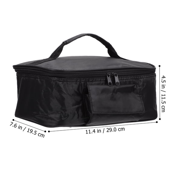 Supvox 1Pc Portable Bento Lunch Bag with Heat Preservation Black Oxford Cloth Carry Handle