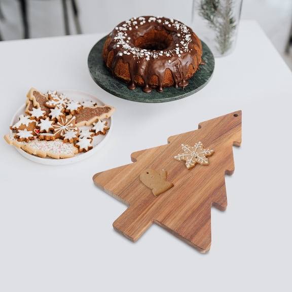 Supvox Christmas Tree Shaped Wooden Serving Board for Bread Cheese and Fruit