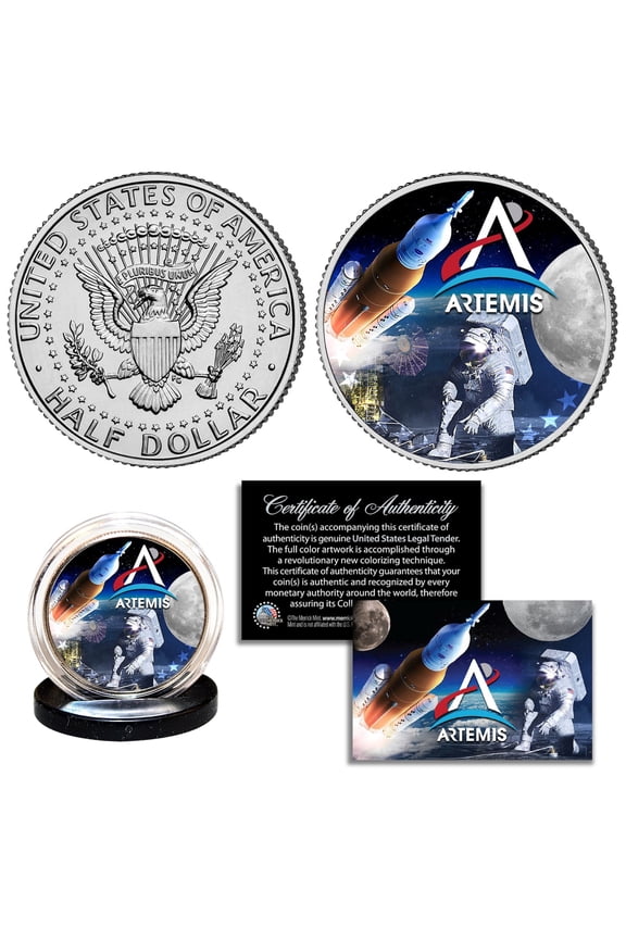 ARTEMIS Missions NASA Space Program Moon John F. Kennedy Half Dollar Coin