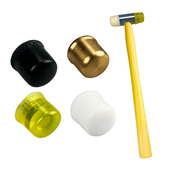 ARTESIA TOOL 10.5" 26.7 cm Multi-Head Hammer  Interchangeable Brass, Rubber, Nylon, & PVC Heads  Solid Wood Handle  Ideal for Craft & Jewelry