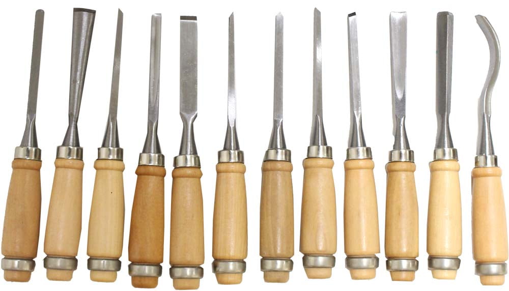 VEVOR Wood Chisel Sets 12 pcs Wood Carving Hand Chisel 3-3/4 inch Blade  Length,Woodworking Chisels with Red Eucalyptus Handle,Wood Tool Box,for Wood  Carving Root Carving Furniture Carving Lathes 