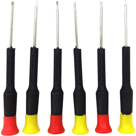 ARTESIA TOOL (2 Pack) 6 Piece Precision Screwdriver Set | 4.75" (12 cm) Length | Slotted (2.5mm, 3mm, T6) and Phillips (#2.5, #3, T8) Drivers | Large Color-Coded Handles