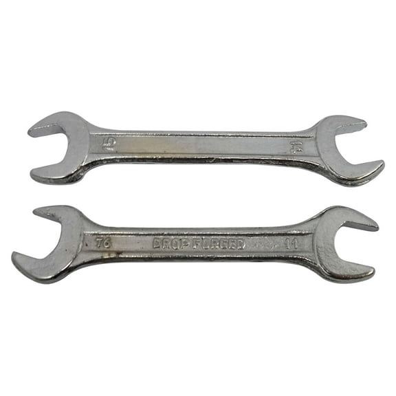 ARTESIA TOOL (2 Pack) Double Open Ended Spanners | Measurements: 2.25" (12 x 13mm) & 2.50" (14 x 15mm) | Chrome-Plated & Drop Forged for Superior Strength