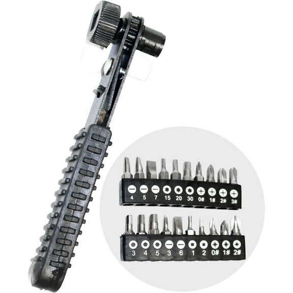 ARTESIA TOOL 21 Piece Screwdriver Bit Set | Reversible Ratcheting Handle | Slotted, Phillips, Square, Hex, Star, Pozidriv Heads | Carbon Steel | Compact 4.5" Handle | Essential Screwdriver Set
