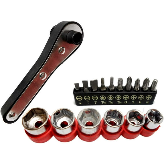 ARTESIA TOOL 4" (10.2 cm) Small Size Reversible Ratchet | Diverse Bits & 6 Hex Sockets (8mm-13mm) | Compact & Portable