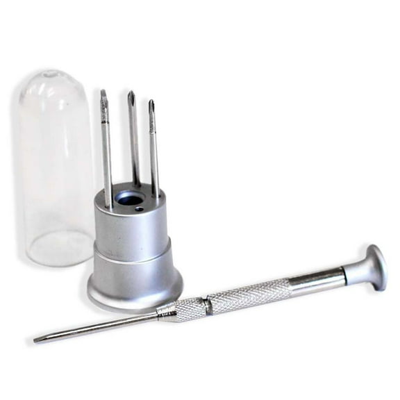 ARTESIA TOOL 6-In-1 Precision Screwdriver | Compact Design | 2 Slotted, 2 Phillips Head, and 1 Pointed tip | Robust Steel Construction | Enhanced Torque & Grip | Stylish 3" Dome Case |