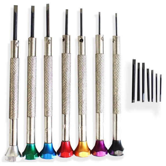 ARTESIA TOOL 7 Piece Flat Head Set | Includes Extra Bits (0.8mm - 2mm) | Color-Coded | Carbon Steel Construction | Includes Carry Case For Transportation, Organization & Storage