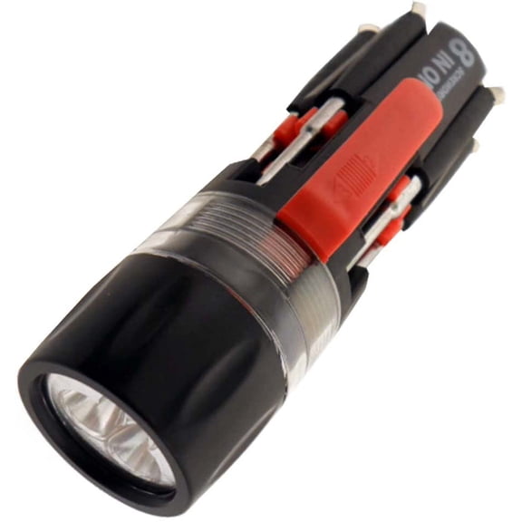 ARTESIA TOOL 8 In 1 Multipurpose 6 Flashlight And Screwdrivers With Pocket Clip: PS-02511