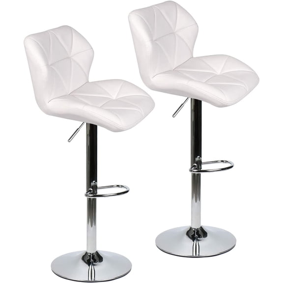 ARTETHYS Bar Chairs Set of 2 PU Leather Barstools Adjustable Height Swivel 360 Degrees White