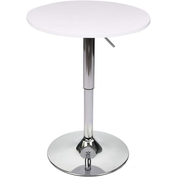 ARTETHYS Bar Table Adjustable Height Swivel 360 Degrees Round Tall Cpunter Height Pub Desk White