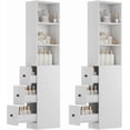 thumbnail image 1 of ARTETHYS Storage Cabinet Tall Narrow Bathroom Organizer Set of 2 with 3-Level Adjustable Shelves Slim Free Standing Space Saver for Living Room Kitchen, Classic White, 1 of 8
