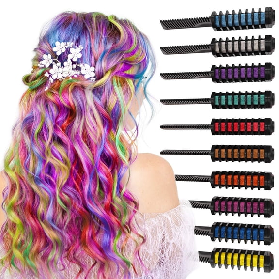 ARTEZA Hair Chalk Combs, Assorted Colors, Set of 10