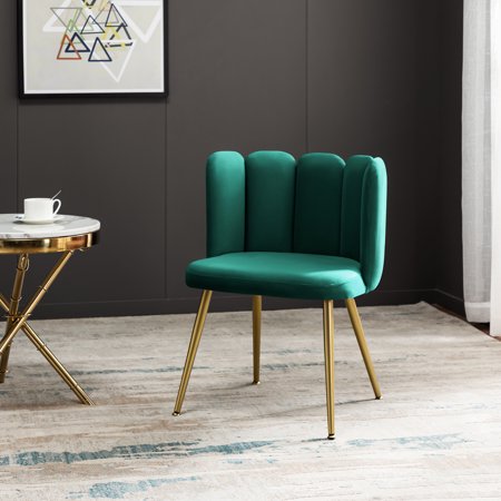 ARTFUL LIVING DESIGN Contemporary Velvet Side Chair with Tufted Back & Metal Legs, Green