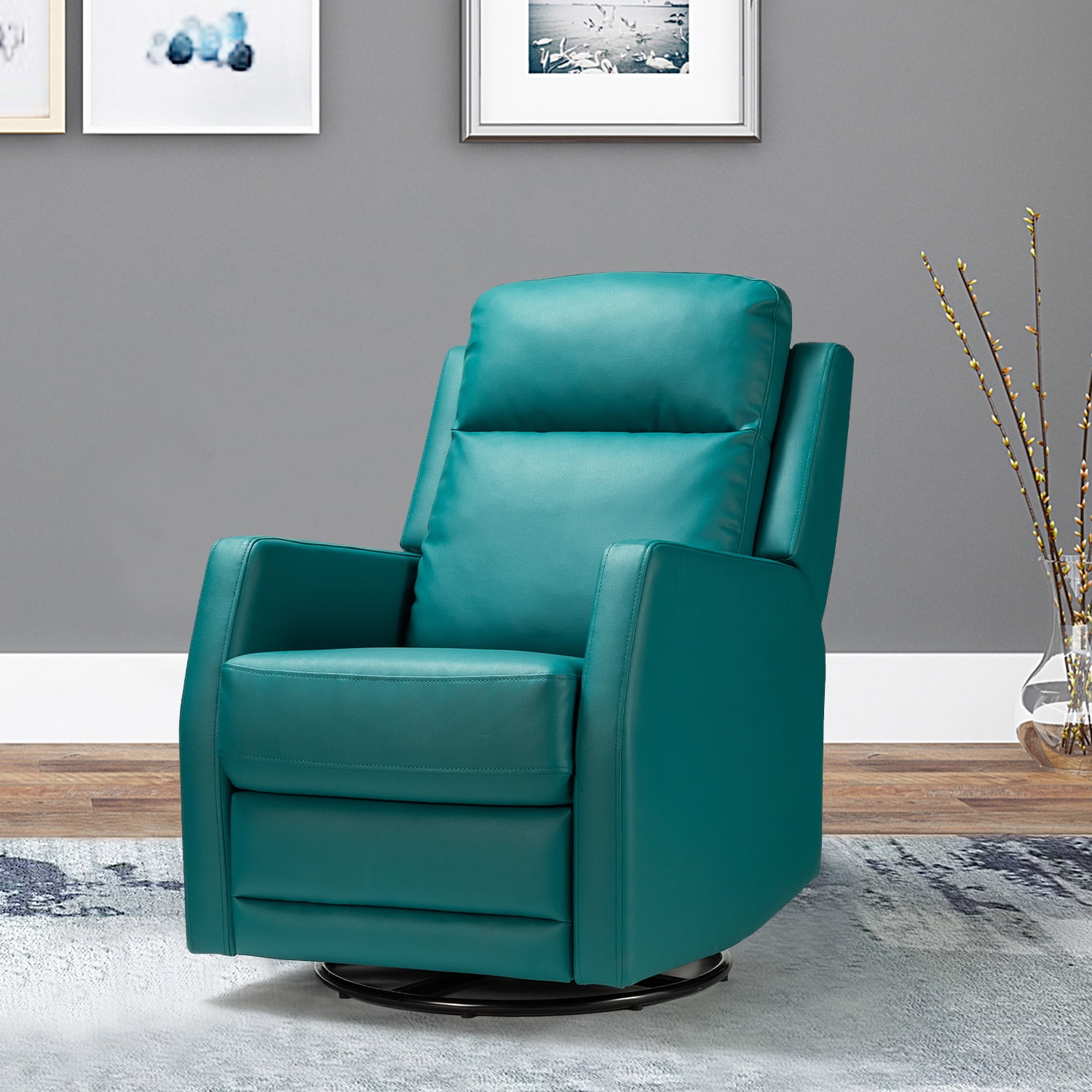 ARTFUL LIVING DESIGN Faux Leather Wingback Recliner with Swivel