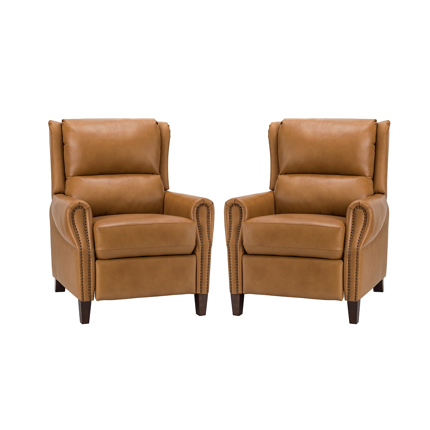 ARTFUL LIVING DESIGN Genuine Leather Manual Recliner Chair Set of 2