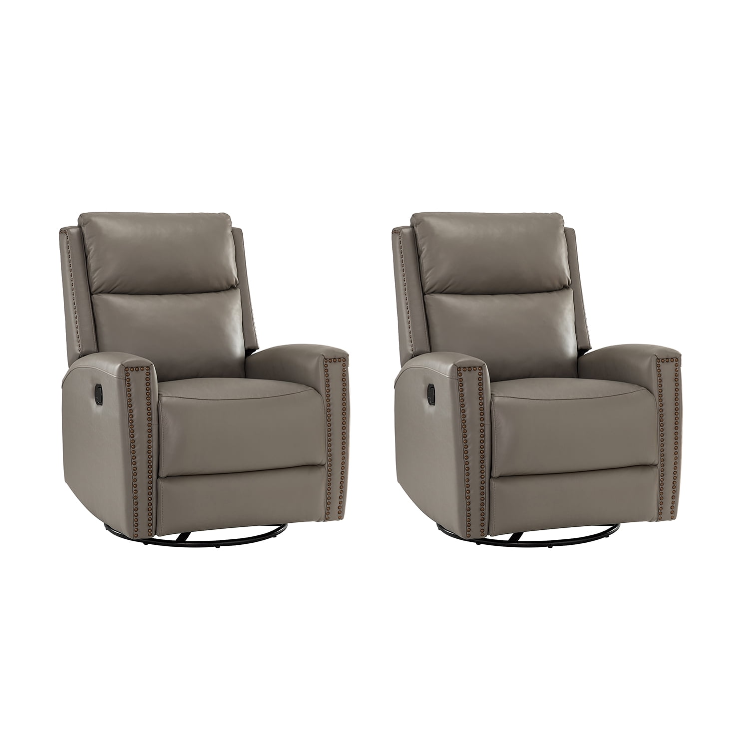 ARTFUL LIVING DESIGN Genuine Leather Swivel Rocker Recliner Set of 2
