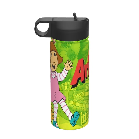 ARTHUR Kids Insulated Water Bottle With Straw - 18 Oz Stainless Steel Double Wall Vacuum Cup, Leakproof, Bpa Free, Suitable For Boys And Girls