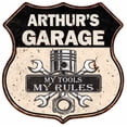 thumbnail image 1 of ARTHUR'S Garage My Tools My Rules Sign 12x12 Metal Sign 211110024051, 1 of 1