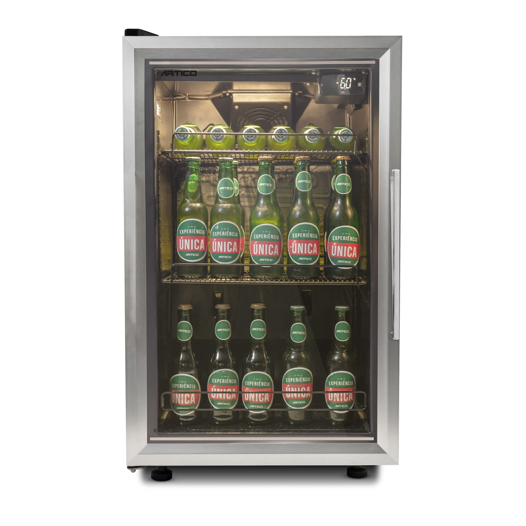 ARTICO Beverage Cooler – Built-in or Freestanding, Smart Temperature Control, Ultra-Quiet Operation, LED Lighting, Compressor Cooling, Modern Design (Stainless Steel, 30 Bottles)