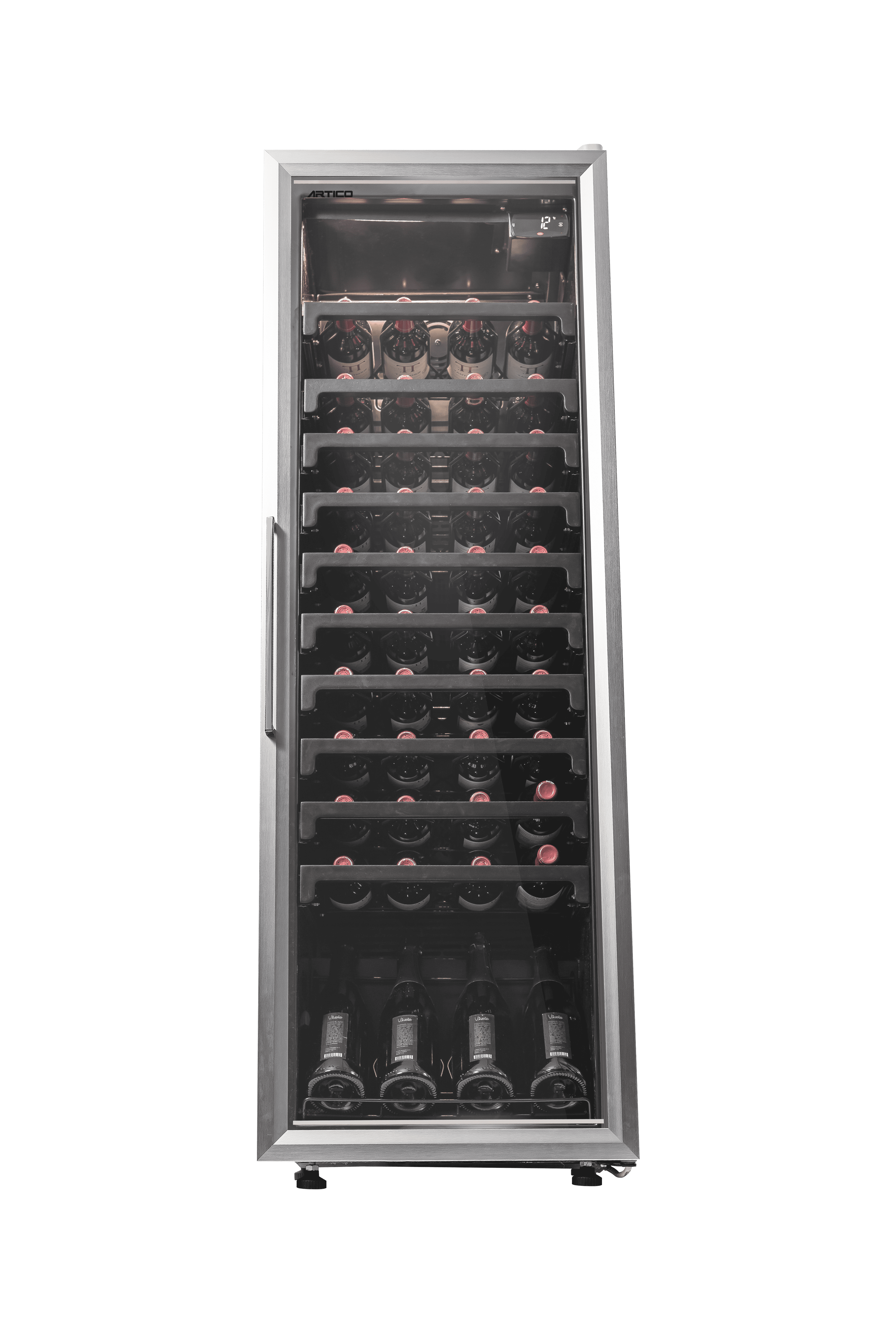 ARTICO Wine Cooler – Built-in or Freestanding, Smart Temperature Control, Ultra-Quiet Operation, LED Lighting, Modern Design (Stainless Steel, 45 Bottles)