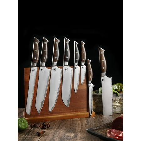 ARTIDGE 9-Piece Kitchen Knife Set, Ultra Sharp Japanese High Carbon Stainless Steel Chef Knife Set with Block, Non-slip Professional Cooking Knife with Ergonomic Ebony Handle