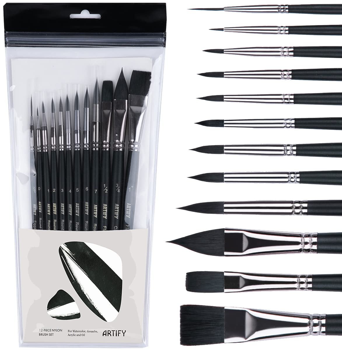 Acrylic & Oil Paint Brushes - Set of 12 –