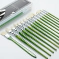 thumbnail image 1 of ARTIFY Professional Oil Paint Brushes Set, Acrylic Paint Brushes, 15 Pcs Chungking Bristle Paintbrush Set with Long and Heavy Handle for Oil and Acrylic Gouache Painting, Green, 1 of 6