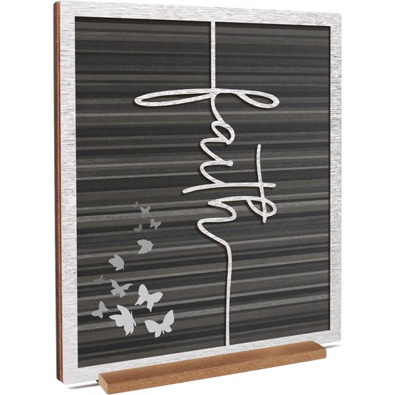 ARTINAEL Christian Gifts for Women Faith, Wood Jesus Art Decor Signs & Plaques for Entryway Table Desk Shelf Tiered Tray, Inspirational Butterfly Design Motivational Gift for Home Office Farmhouse