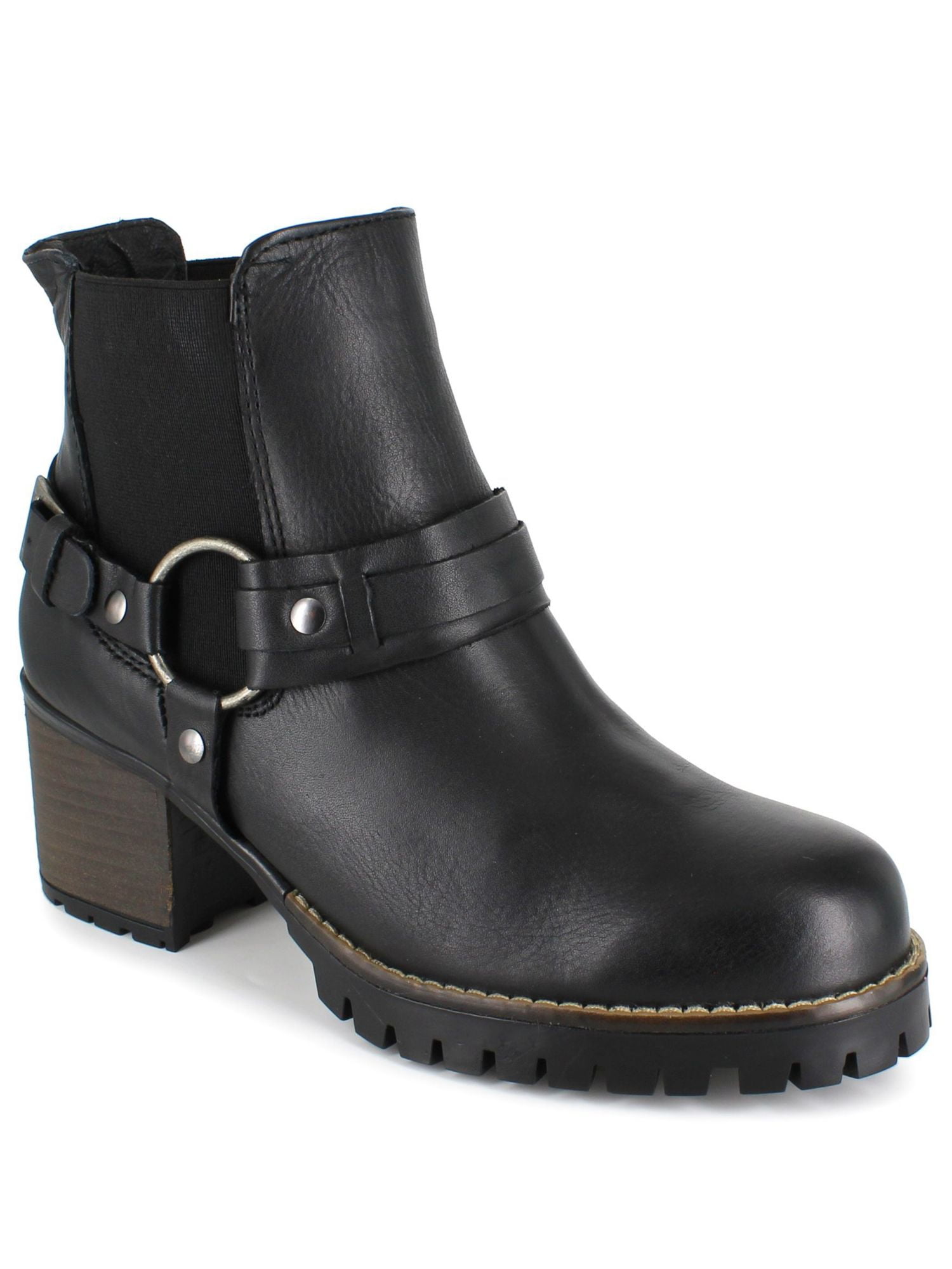 ARTISAN Womens Black Biker Boot Stretch Panel ORing Detail Yolanda