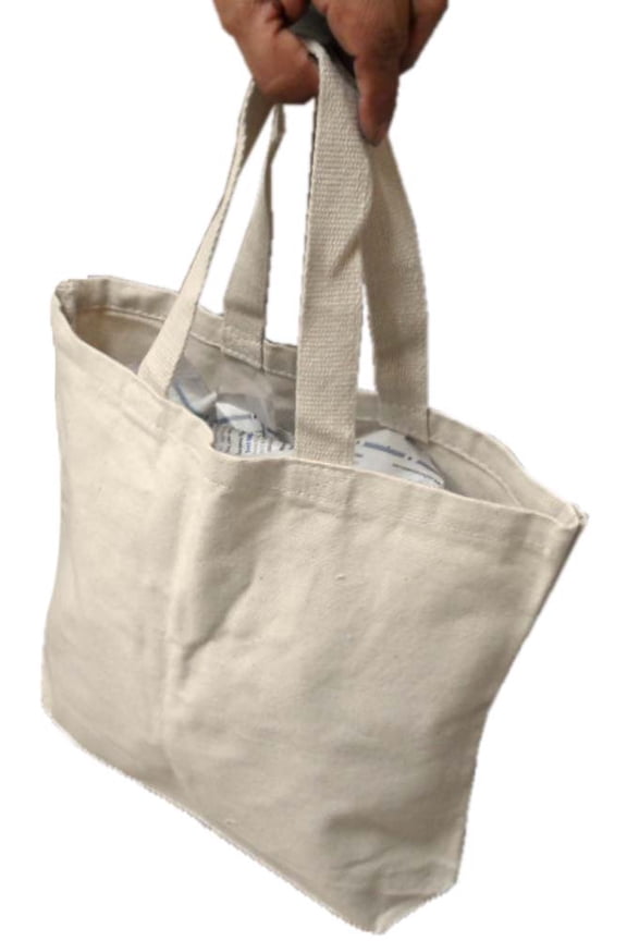 ARTIST'S BEST (2 Pack) Reusable Cotton Canvas Bag | 14" x 12" (35.6 cm x 30.5 cm) with 3" (7.6 cm) Gusset | Natural Color, 10oz Cotton | Eco-Friendly & Customizable | Strong Handles