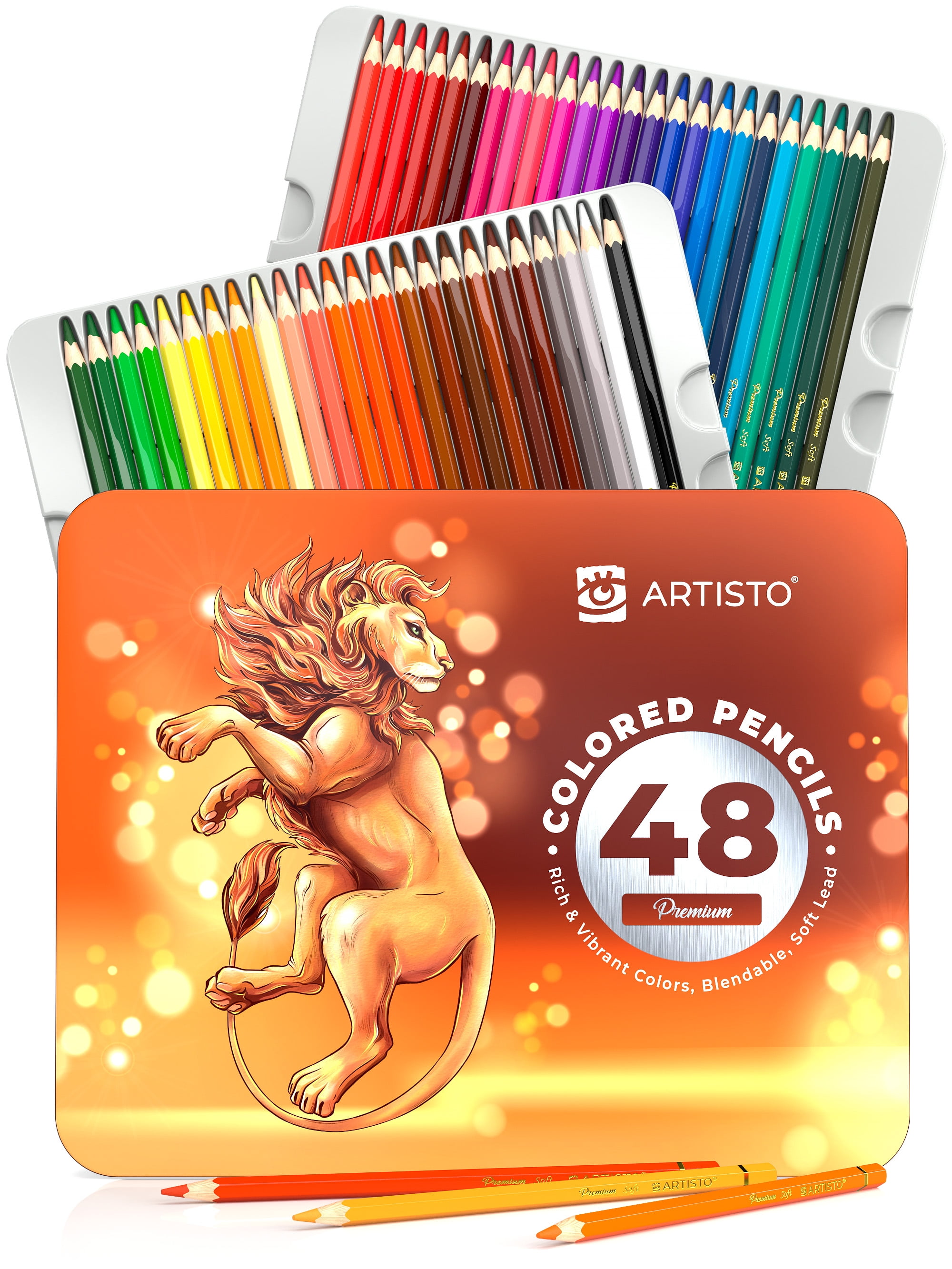 ARTISTO Premium Colored Pencils Set of 48, Quality 3.8mm Soft Core