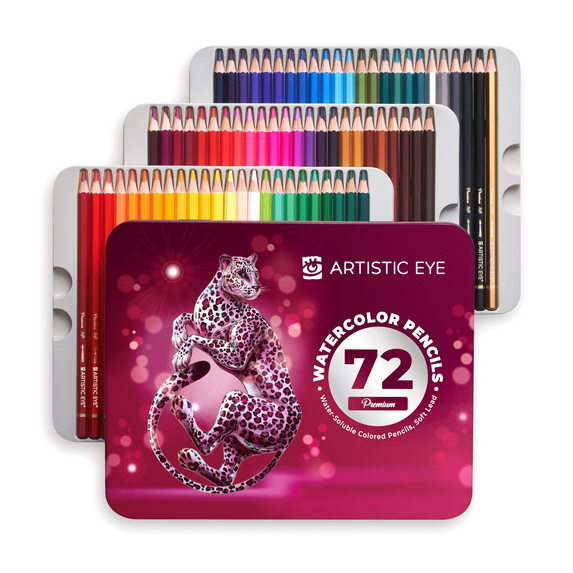 ARTISTIC EYE Premium Watercolor Pencils | Set of 72, Quality 3.5mm Soft Core Leads, Water-Soluble Pencils, Perfect for Beginner & Advanced Artists