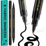 ARTISTRO 2 Black Dual-Tip Fabric Markers - Fabric Decorating Kit - Permanent for Clothes - Acrylic Paint Pens for Sneakers, Bags, Shoes, Textile, Canvas, Sewing, Craft, DIY - Brush and Fine Tip