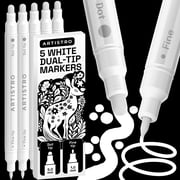 ARTISTRO 5 White Dual-Tip Acrylic Paint Marker Pens