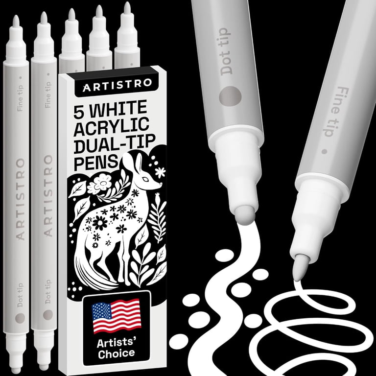 TFIVE White Permanent Paint Marker Pens - 2 Count Oil Based Marker Pen