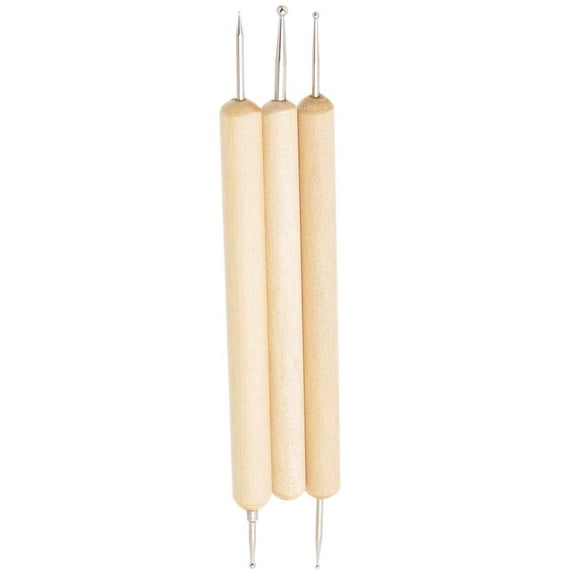 ARTISTS BEST 3 Piece Set of Rounded Tip Sculpting Tools | Double & Single Ended | Wood Handles | Vinyl Pouch Storage | Ideal for Clay & Wax Sculpting