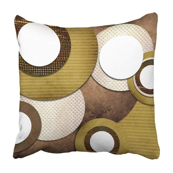 ARTJIA Abstract Brown White Circle Shape Speech Bubbles Button Idea Fun Ad Modern Contemporary Pillowcase 16x16 inch
