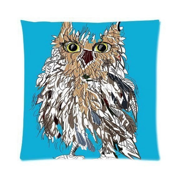 ARTJIA Abstract Owl Art Zippered Throw Pillow Cover Cushion Case 16x16 inches Two Sides Printing