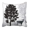 thumbnail image 1 of ARTJIA Animal with Deers in Forest White Bare Fir Horned Nature Outline Plant Silhouette Pillowcase Pillow Cover 18x18 inches, 1 of 1