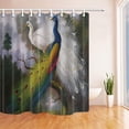 thumbnail image 1 of ARTJIA Birds Decor Blue and White Peacock on the Wooden Polyester Fabric Bathroom Shower Curtain 66x72 inches, 1 of 1